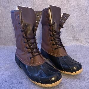 Sporto Duck Boots Women’s Size 8 Daphne Style Leather Upper Faux Fur Waterproof